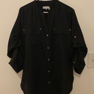 Black gold-button blouse
